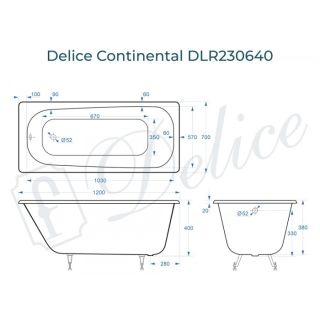 Ванна чугунная Delice Continental DLR230640 120х70